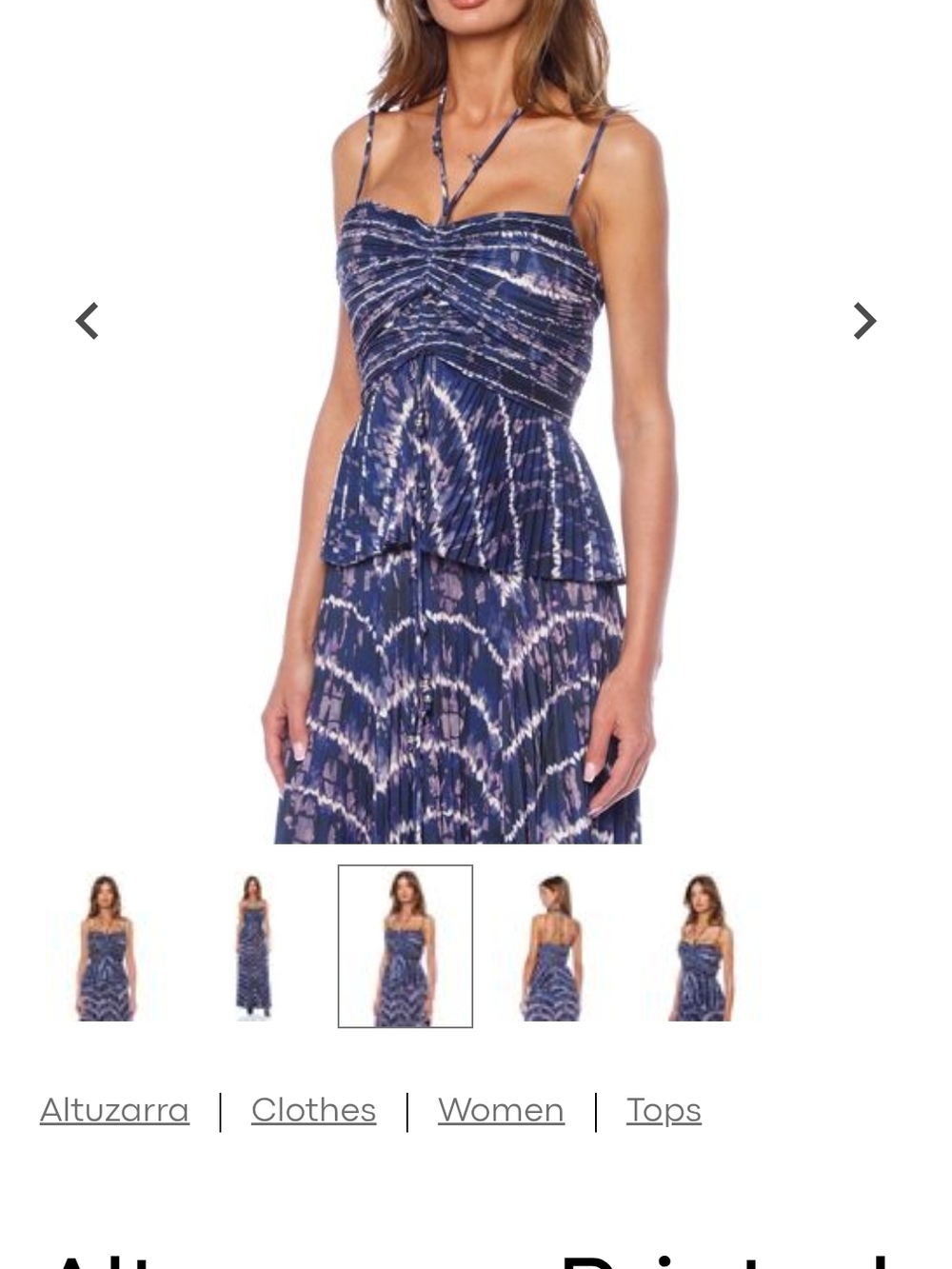 Altuzarra Navy and White Strapless Peplum Print Dress